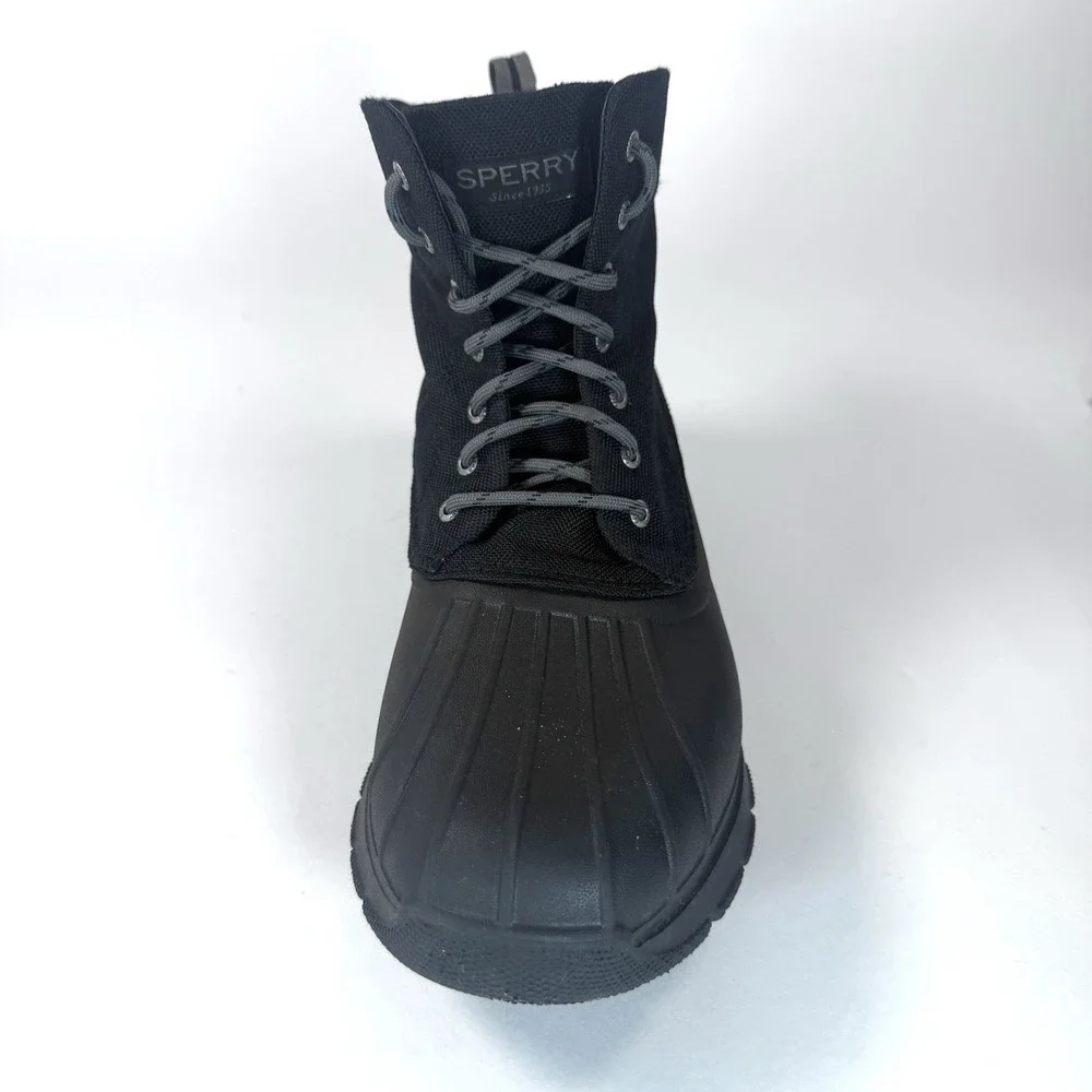 Sperry Avenue Duck Boots Synth Black Men's Rain Waterproof Lace Up Size 12 M